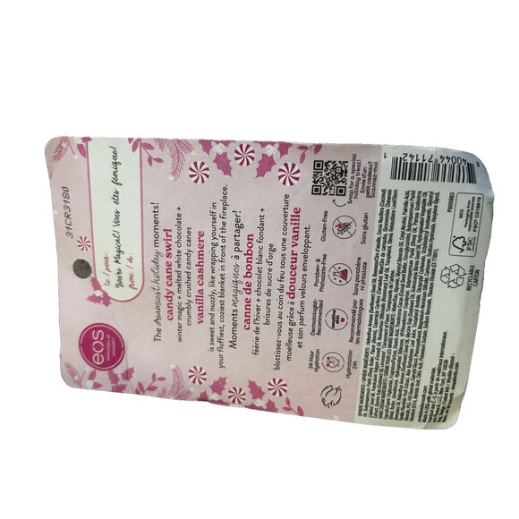 New eos 3 Pack Limited Edition Candy Cane Lip Balm & Vanilla Cashmere Hand Cream - Picture 3 of 3